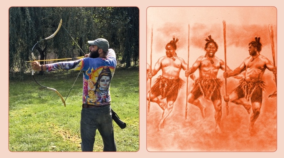 Seminarposter „Krieger“ mit zwei Fotos und einem erklärenden Text